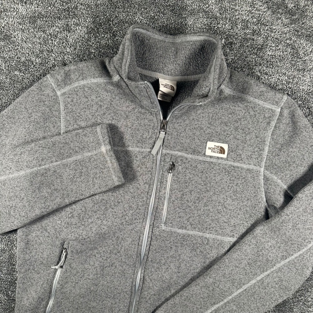 The North Face Jacket Mens L Gordon Lyons Grey Full Zip Heavy Fleece Sweater